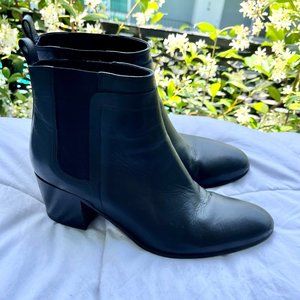 Vince Black Leather Almond Toe Ankle Booties